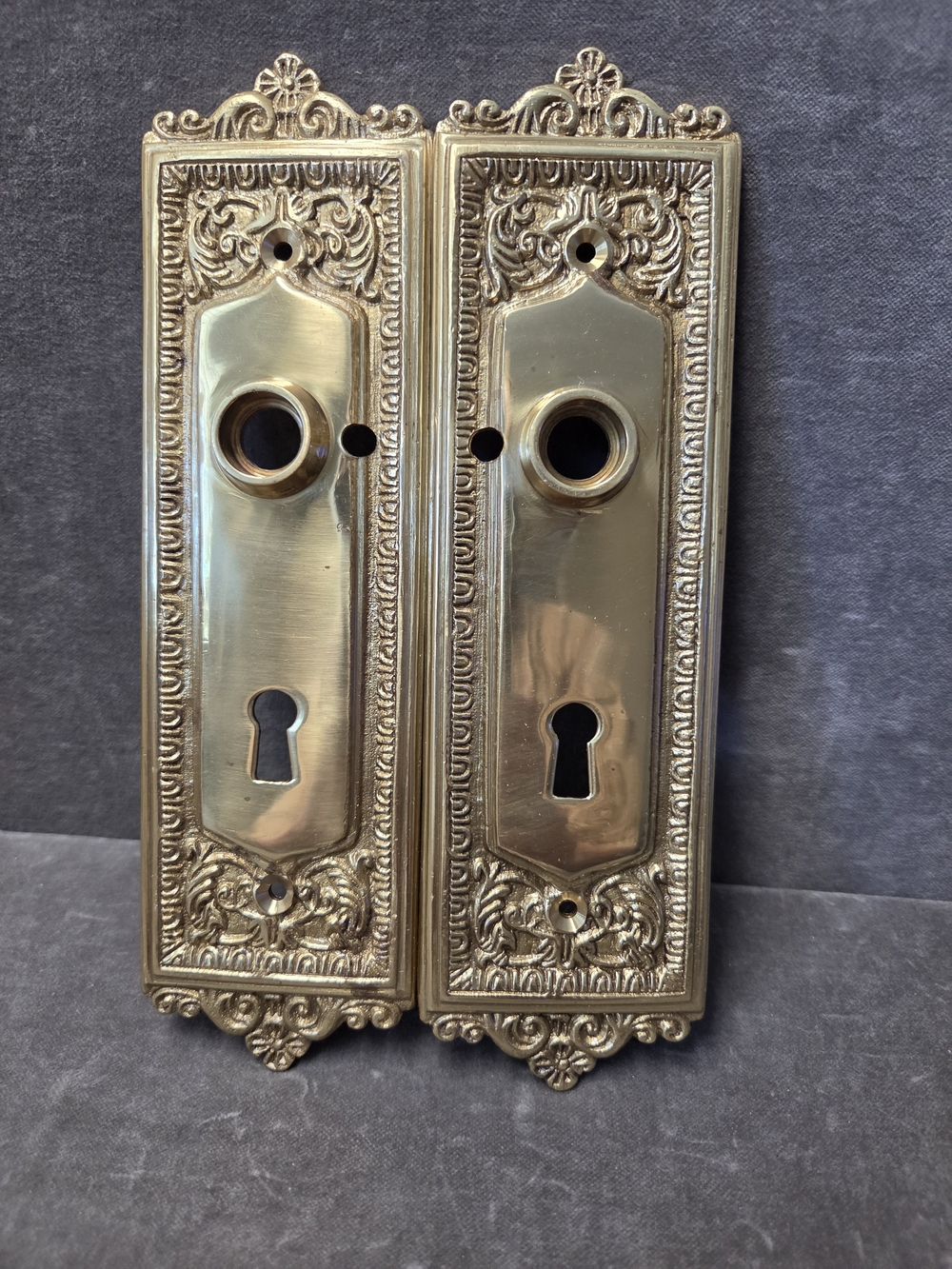 Made In India Ornate Brass-Style Decorative Door Backplate Set - Vintage Look